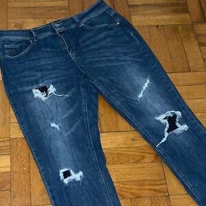 Indigo Rein Curvy Distressed Jeans, Size 15 - Juniors